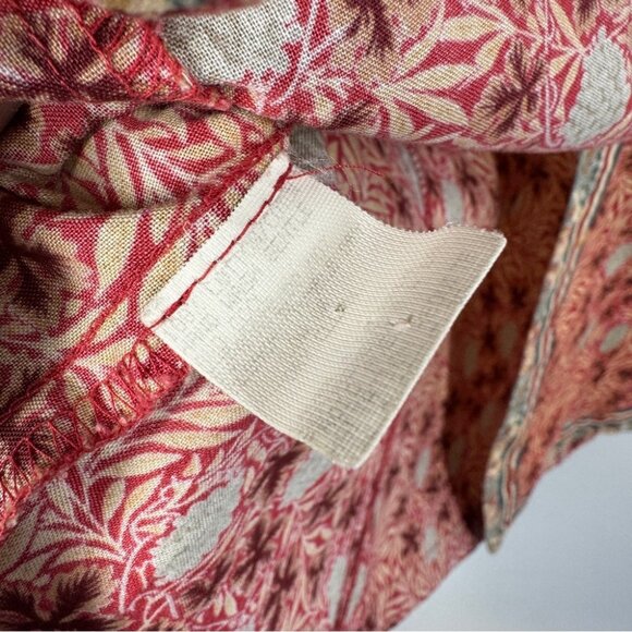 Vintage Suttles & Seawinds Red Beige Printed Floral Button Shirt Size L - Picture 10 of 16